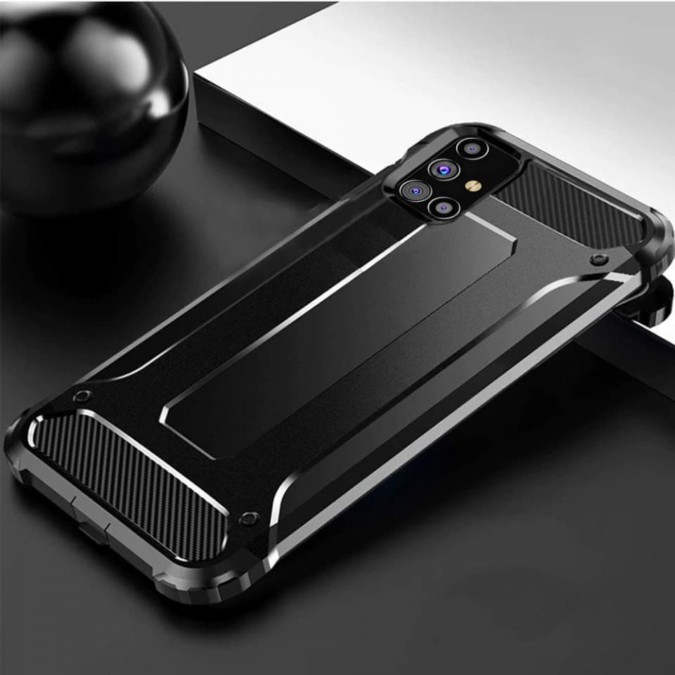 Husa protectie Samsung Galaxy A51, Armor Case, hibrid (TPU + Plastic), neagra — 2