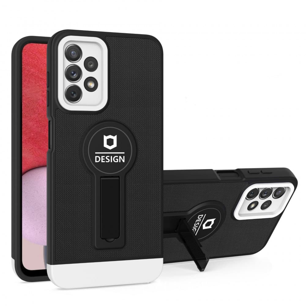 Husa Samsung Galaxy S21 FE , Armor Design, functie stand, insertie metalica pentru suport auto magnetic, negru/alb — 2
