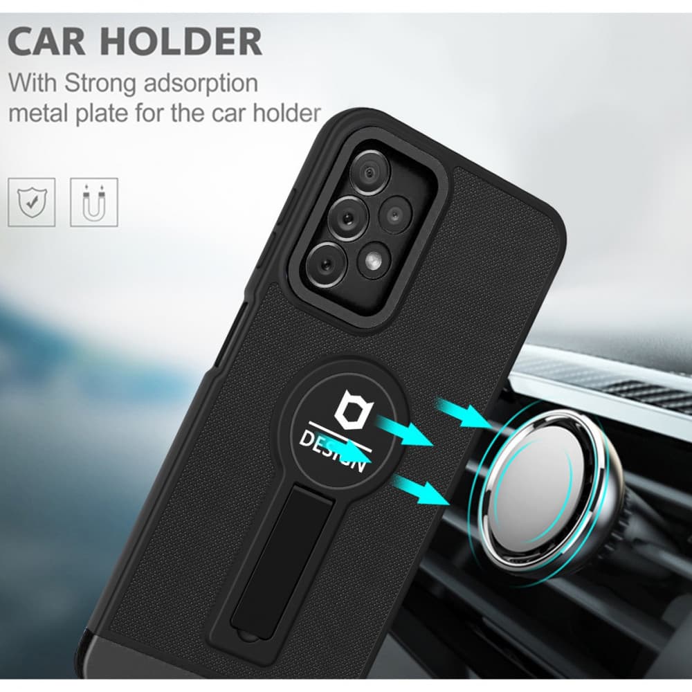 Husa Samsung Galaxy A22 5G, Armor Design, functie stand, insertie metalica pentru suport auto magnetic, verde/rosu — 4