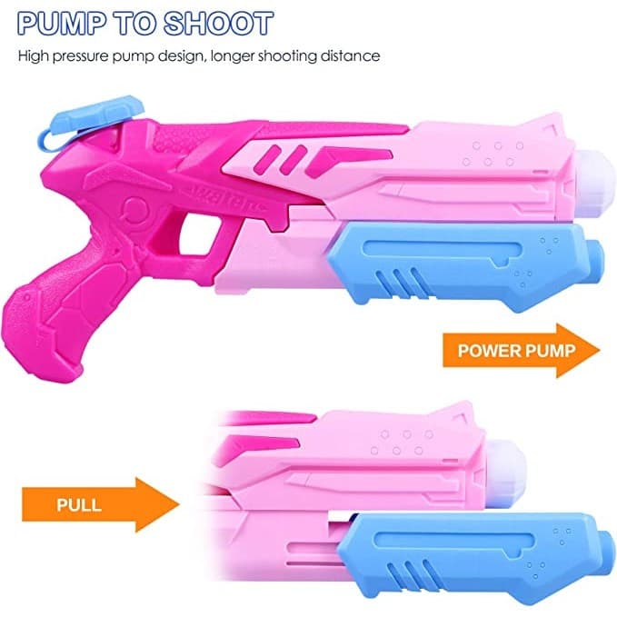 Jucarie pistol cu apa, plastic, rezervor 300 ml, 6 ani+, roz ciclam — 2