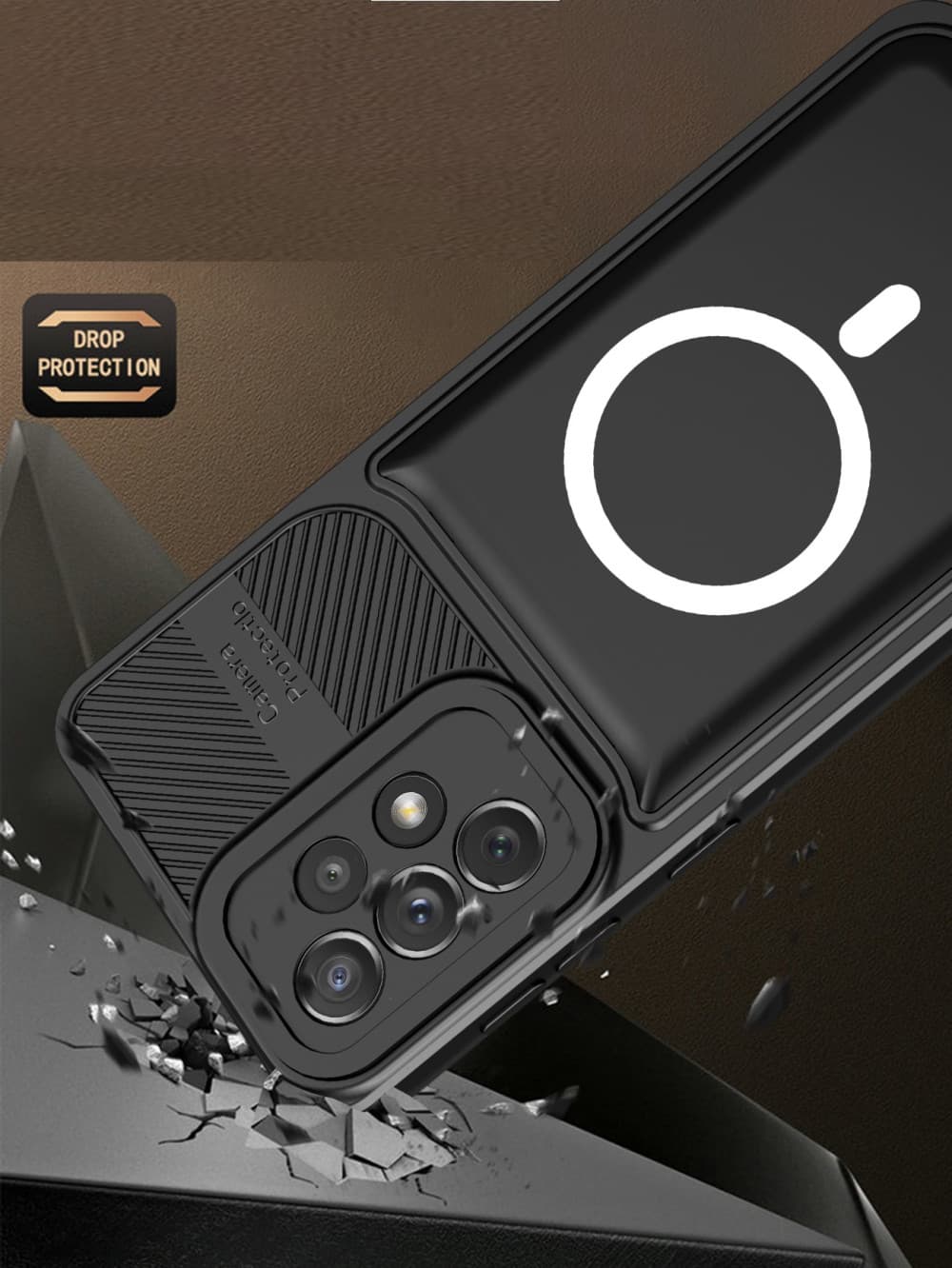 Husa Samsung Galaxy A14 4G/5G, Urban Series, prindere suport auto magnetic, antisoc, neagra — 3