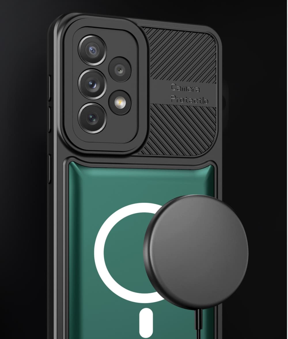 Husa Samsung Galaxy A13 4G, Urban Series, prindere suport auto magnetic, antisoc, verde inchis — 4