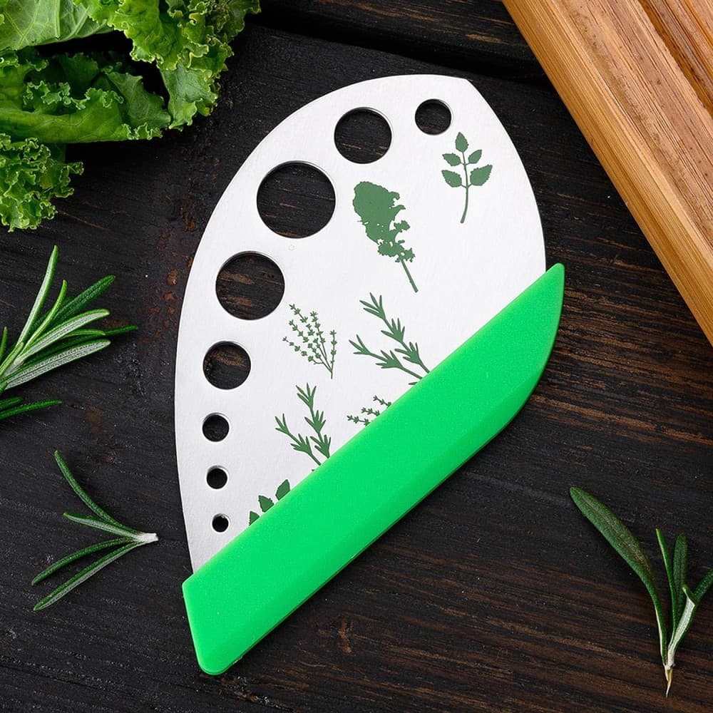 Tocator manual pentru ierburi Herb Cutter, 9 gauri de diferite dimensiuni, multifunctional, otel inoxidabil, 12.3 x 6.9 cm, argintiu — 2
