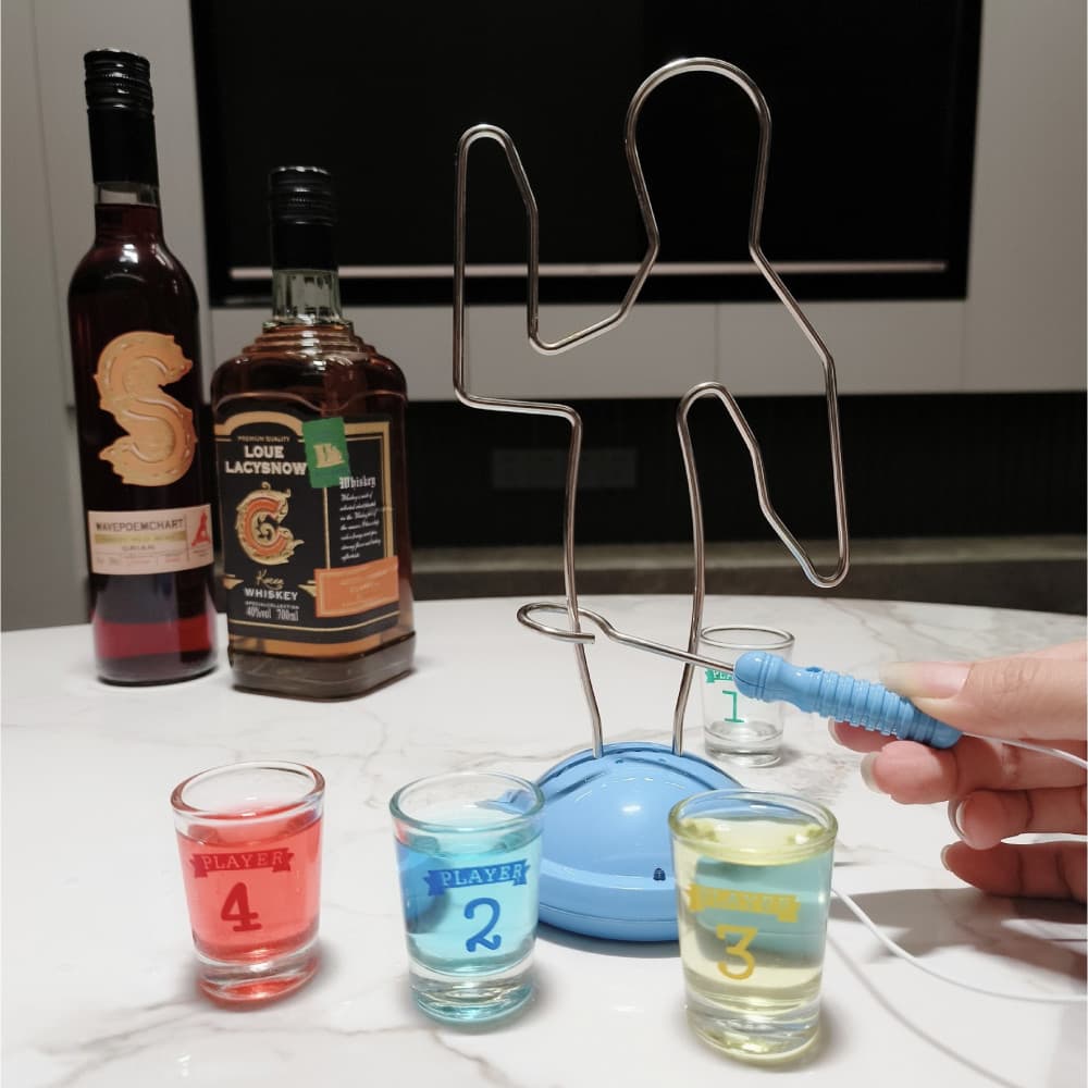 Joc de baut " Buzz Wire" , pentru Petreceri, Distractie, Pahare de Shot din Sticla Incluse, 4 Jucatori, Multicolor — 3