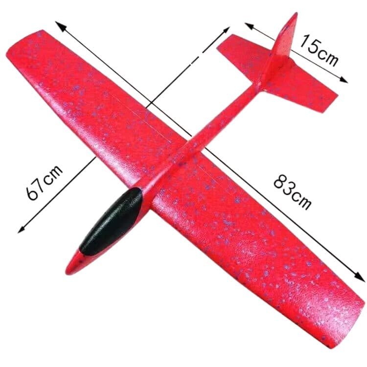 Avion planor din polistiren, dimensiune XXL (84 cm), rosu — 2