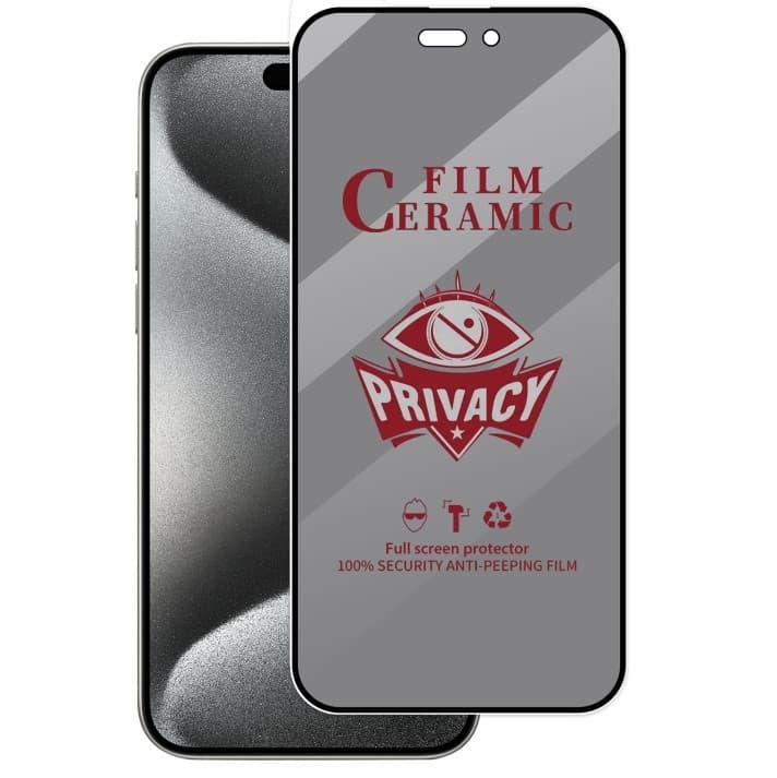 Folie de protectie Apple iPhone 16, Matte Privacy Ceramic, margini negre