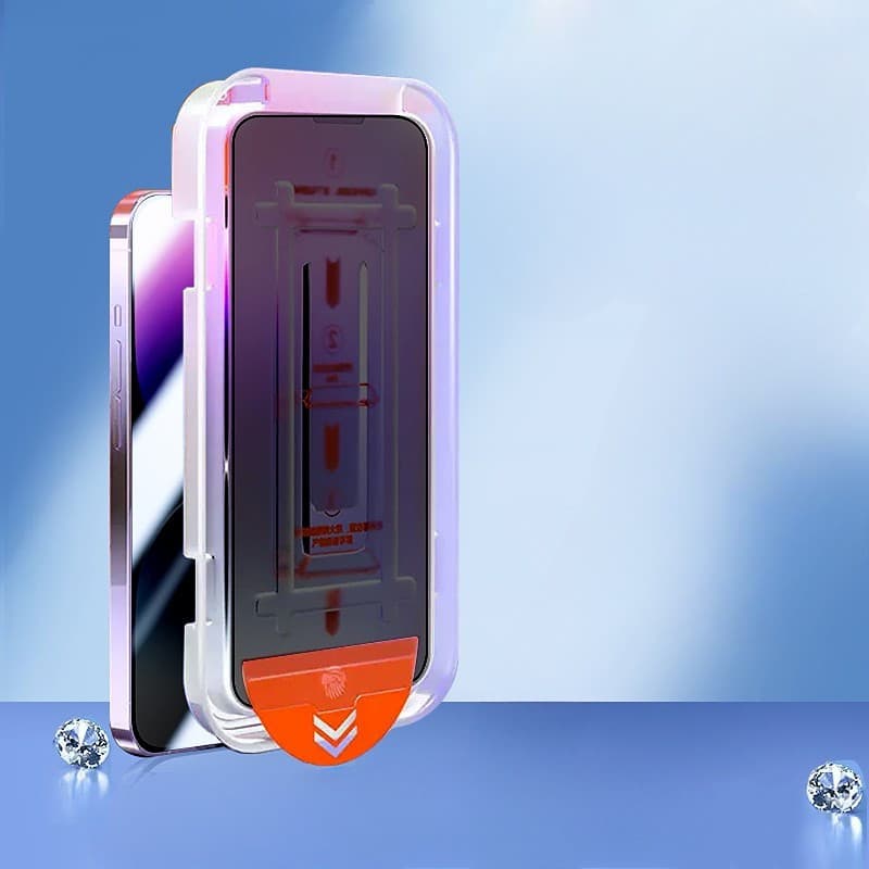 Folie sticla Privacy Apple iPhone 15 Plus, kit instalare rapida, Full Glue, margini negre — 2