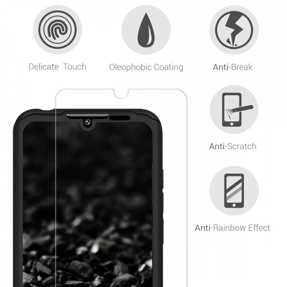 Husă Full Cover 360° pentru Huawei Y6 2019 / Y6s 2019 (față + spate + sticlă), neagra — 3