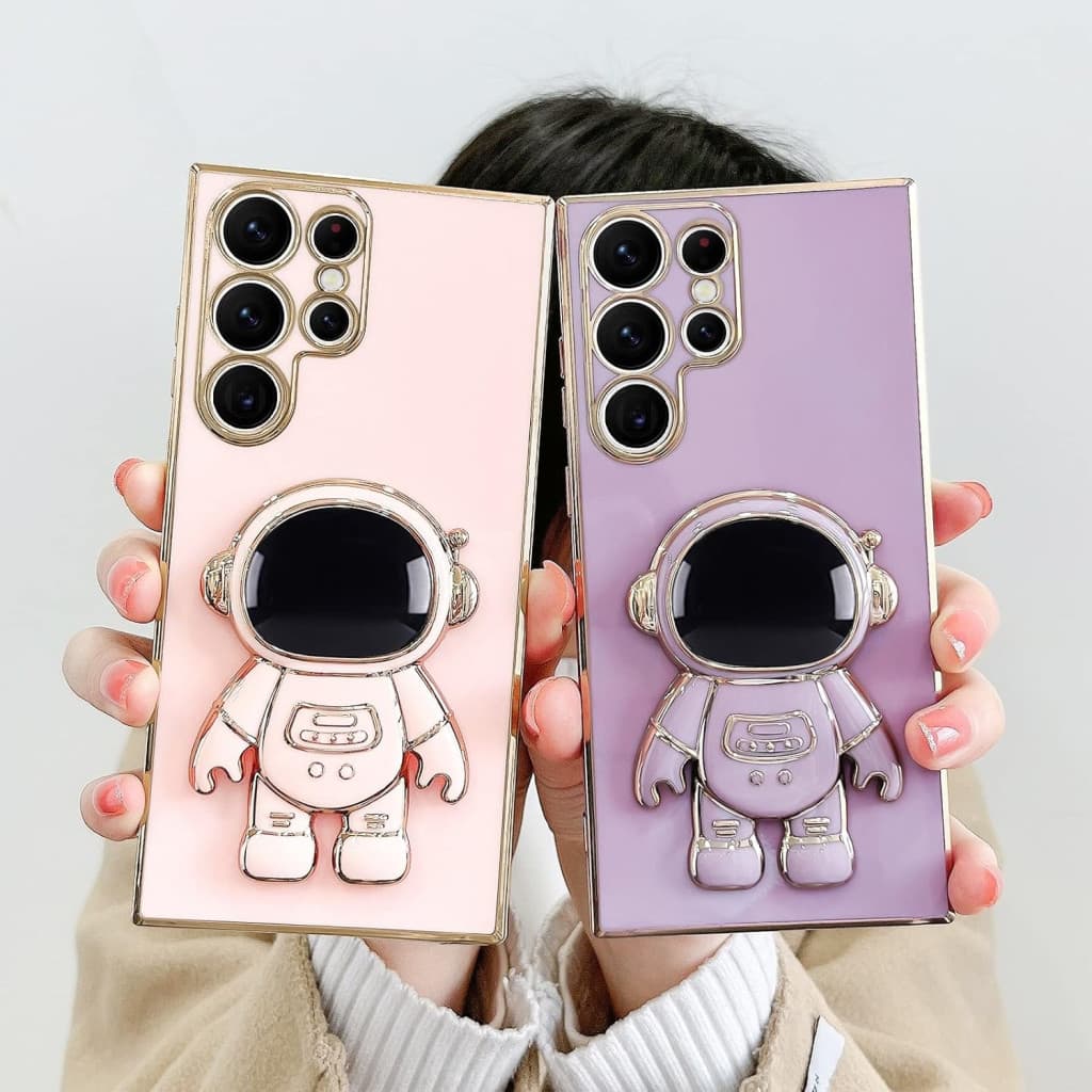 Husa Samsung Galaxy S24 Ultra, Astronaut Case, protectie camera, functie stand expunere, roz — 2