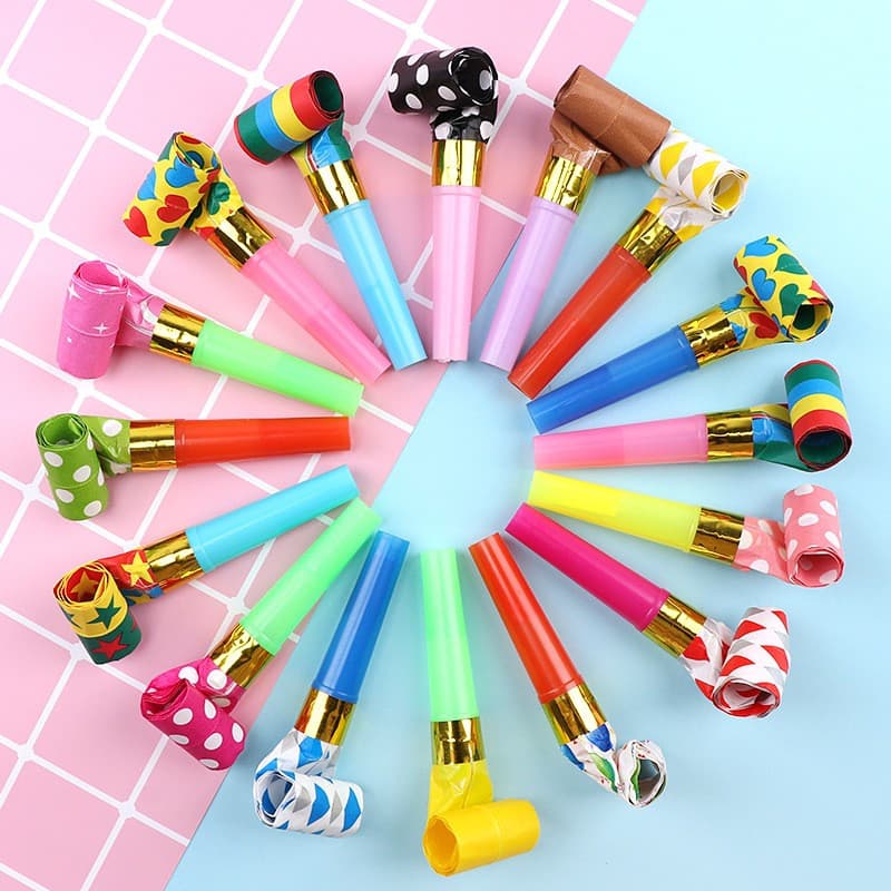 Set 6 Suflatori, pentru Petrecere, Tematica Aniversare, 8 cm, Multicolore cu Imprimeu — 2