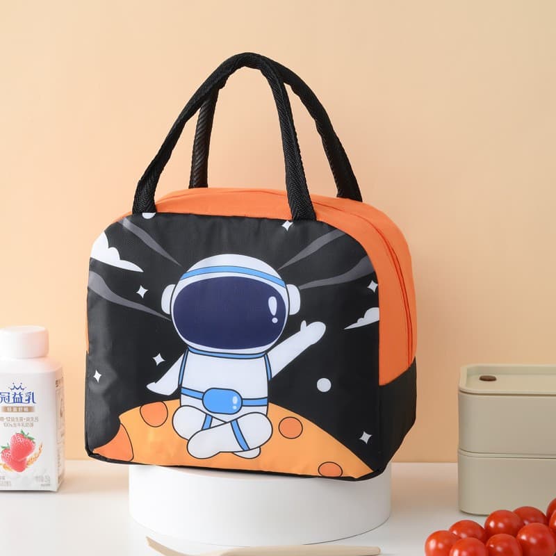 Geanta termoizolanta pentru copii, Imprimeu Astronaut, 23x13x19 cm, negru/portocaliu — 4