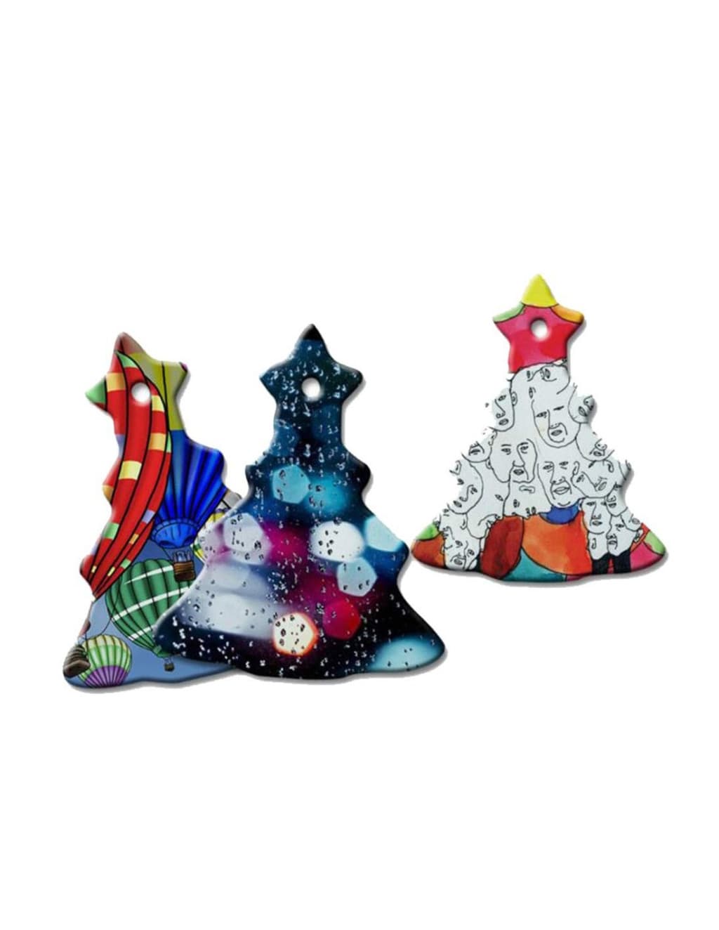 Ornament de Craciun personalizabil pe ambele fete, bradut din ceramica, 9.2 x 7 cm — 2