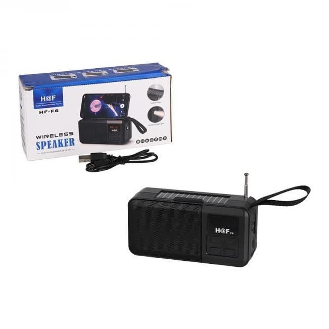 Boxa portabila HF-F6, Bluetooth, USB, TF, Radio FM, lanterna, handsfree, stand telefon, negru/albastru — 4