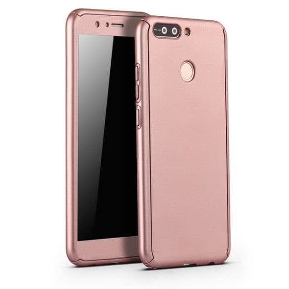 Husă Full Cover 360° pentru Huawei Y9 2018 (față + spate + sticlă), rose gold — 2