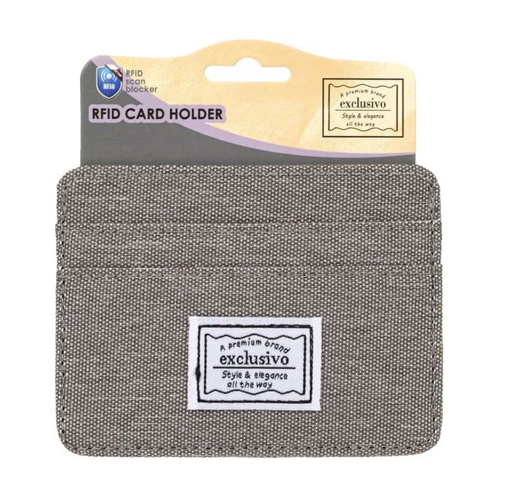 Portofel / portcard textil gri, protectie RFID, 5 compartimente, 10 x 7.5 cm