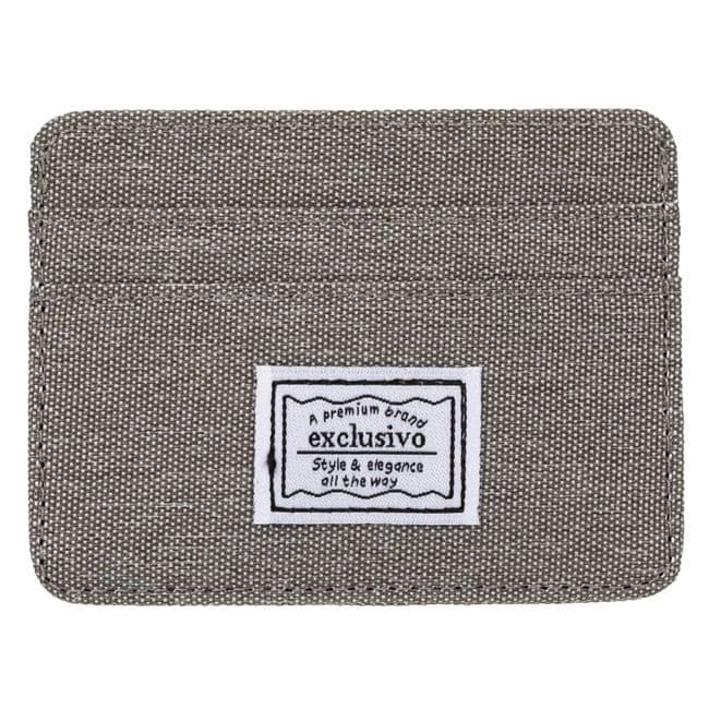 Portofel / portcard textil gri, protectie RFID, 5 compartimente, 10 x 7.5 cm — 2