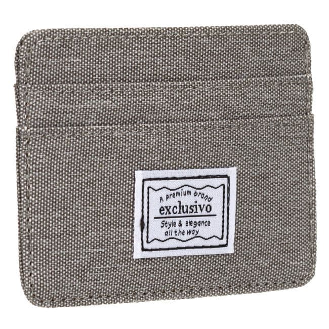 Portofel / portcard textil gri, protectie RFID, 5 compartimente, 10 x 7.5 cm — 3