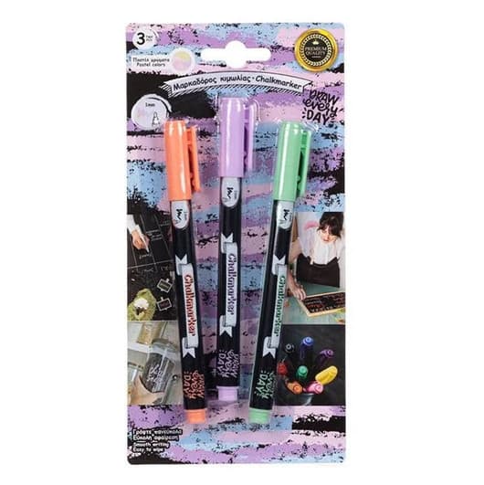 Set 3 carioci creta lichida, varf 1 mm, culori pastel — 3