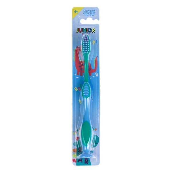 Periuta de dinti pentru copii, Junior, cu ventuza, extra soft, albastru/verde — 3