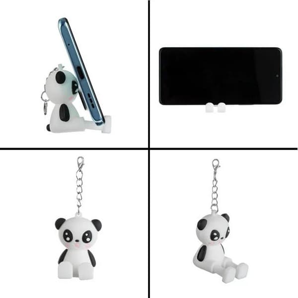 Suport/stand de birou pentru telefon mobil Panda, prindere tip breloc, 3.5 x 3.5 x 5 cm — 3