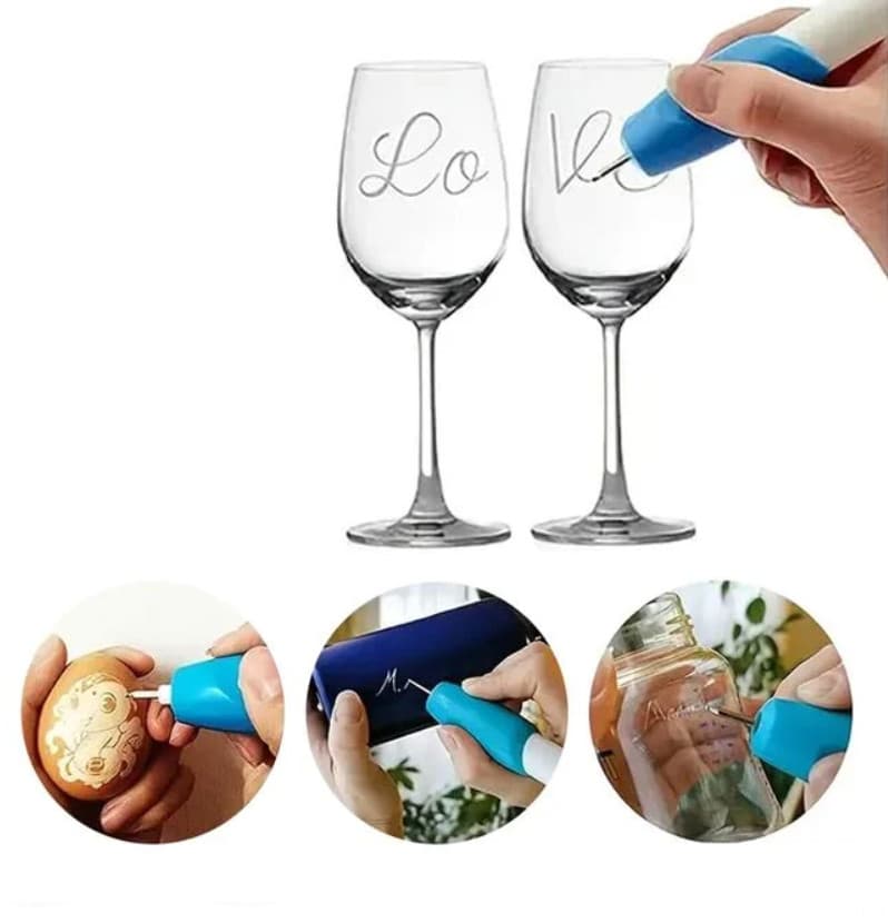 Pix pentru gravat, functionare cu baterii, alb/albastru — 2