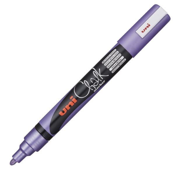 Marker cu creta UNI Chalk PWE-5M, varf rotund, 1.8-2.5mm, violet metalizat