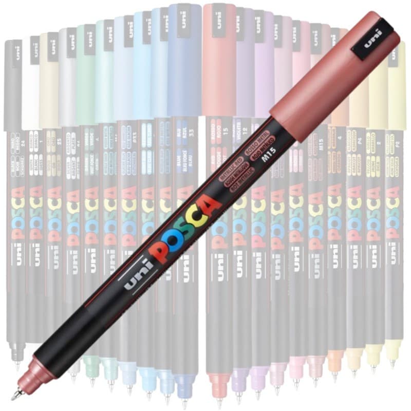 Marker UNI Posca, 0.7 mm, varf fin metalic, rose gold — 2