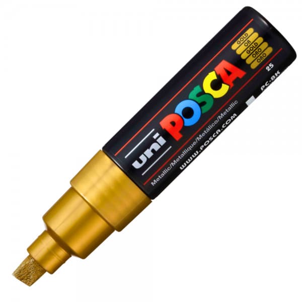 Marker UNI Posca PC-8K, varf tesit, 8.0mm, auriu
