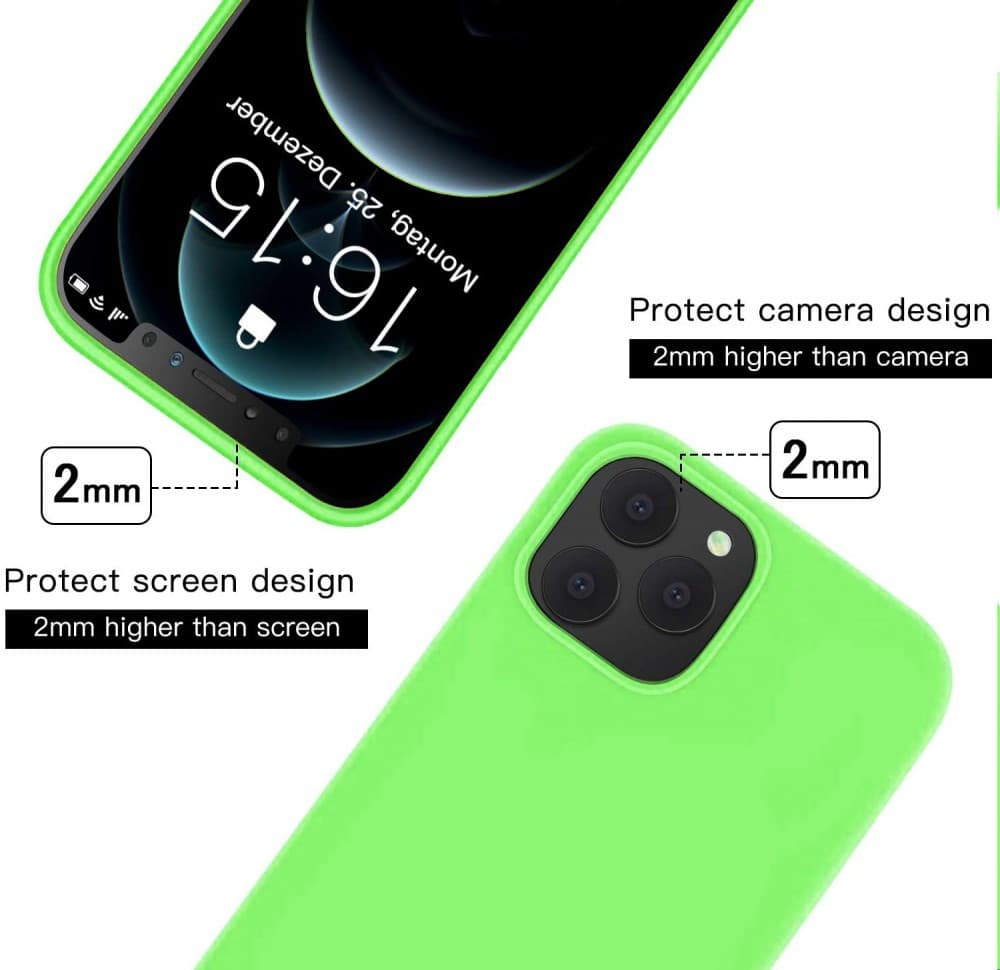Husa Apple iPhone 11 Pro, Luxury Silicone, catifea in interior, protectie camere, verde neon — 4