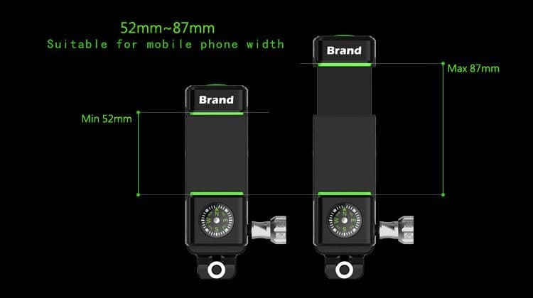 Suport telefon pentru bicicleta Guider Q-003, busola, reglabil, rotire 360, negru — 5