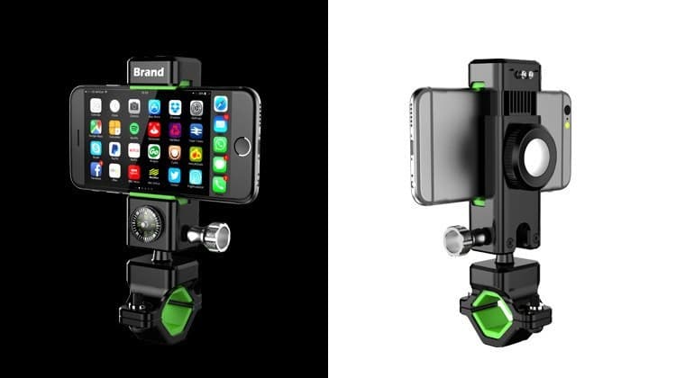 Suport telefon pentru bicicleta Guider Q-003, busola, reglabil, rotire 360, negru — 6