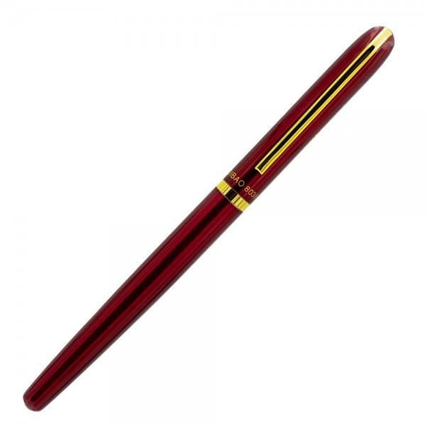 Stilou CNX 8038, penita ascunsa, alimentare pompita, rosu/auriu — 2