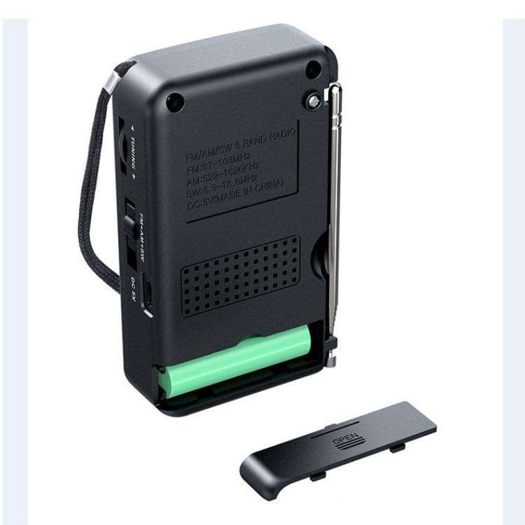 Radio portabil AM/FM/SW JOC TG-77, iesire jack 3.5 mm, acumulator 2000 mAH, cablu Type-C, negru — 3