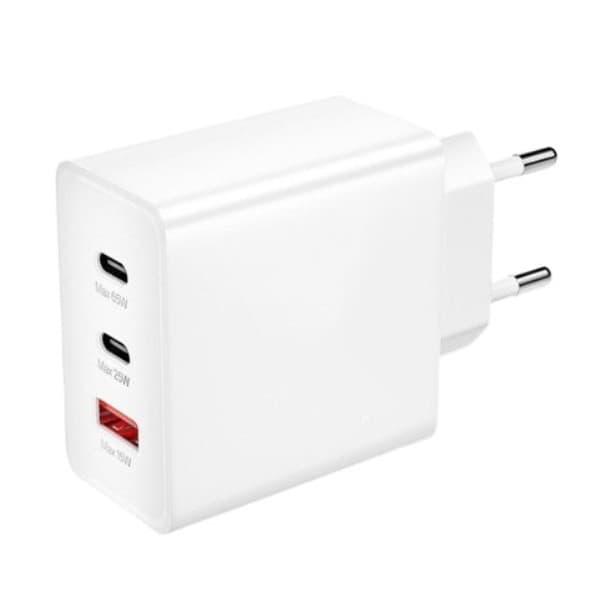 Incarcator telefon ZK-16, 65W, 2 porturi PD/Type-C + 1 port USB, incarcare super rapida, alb