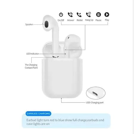 Casti wireless i11, TWS, Bluetooth 5.0, microfon, touch control, albe — 3