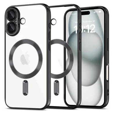 Husa Apple iPhone 16 Pro Max, Magsafe Electroplating TPU, protectie camera, margini negre