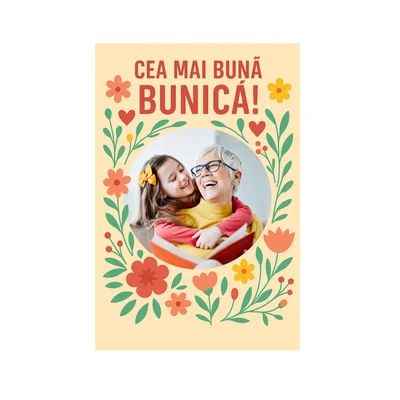 Fotografie magnetica personalizata, 10 x 15 cm, rama Cea mai buna bunica!