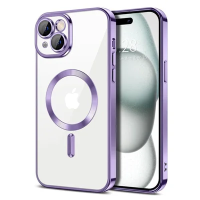 Husa Apple iPhone 16 Pro Max, Magsafe Electroplating TPU, protectie camera, margini mov