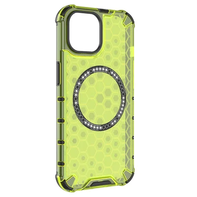 Husa protectie iPhone 16 Pro Max, Honeycomb Magsafe, colturi ranforsate, verde