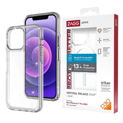 Husa protectie iPhone 16 Pro Max, ZAGG Gear Case, ShockProof, Clear/Glitter