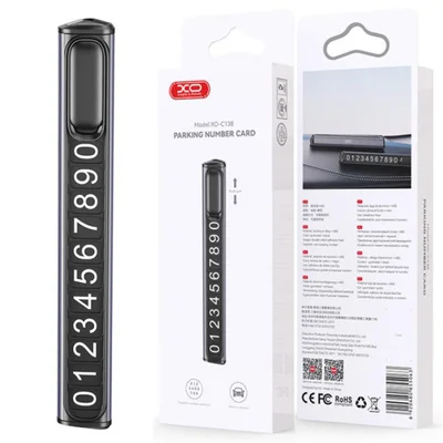 Afișaj număr telefon auto XO C138, montaj adeziv bord, negru