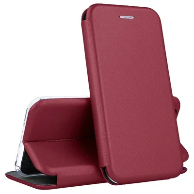 Husa Oppo A16, Prestige Book, inchidere magnetica, rosu burgundy