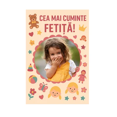 Fotografie magnetica personalizata, 10 x 15 cm, rama Cea mai cuminte fetita!