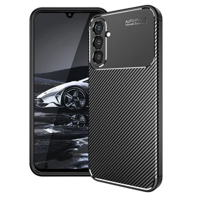Husa Carbon Fiber pentru Samsung Galaxy A15, aspect carbon, neagra